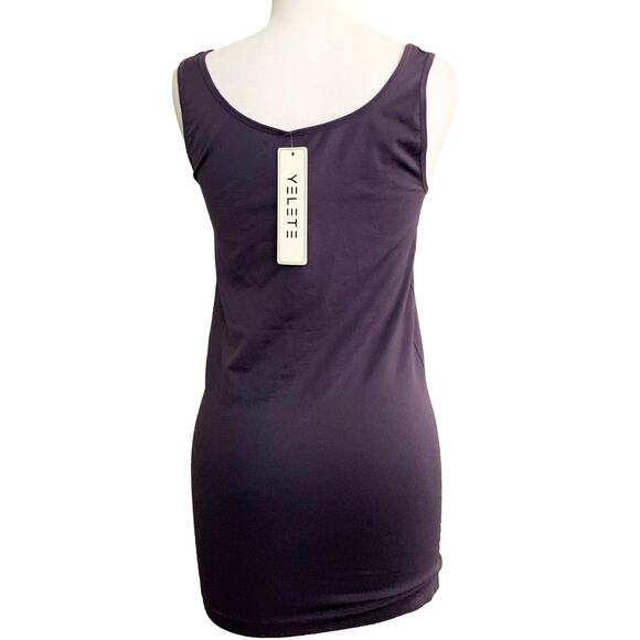 Yelete Sleeveless Seamless Tank Top Plus Size Grey Shark Double Scoop Basic - Picture 4 of 5